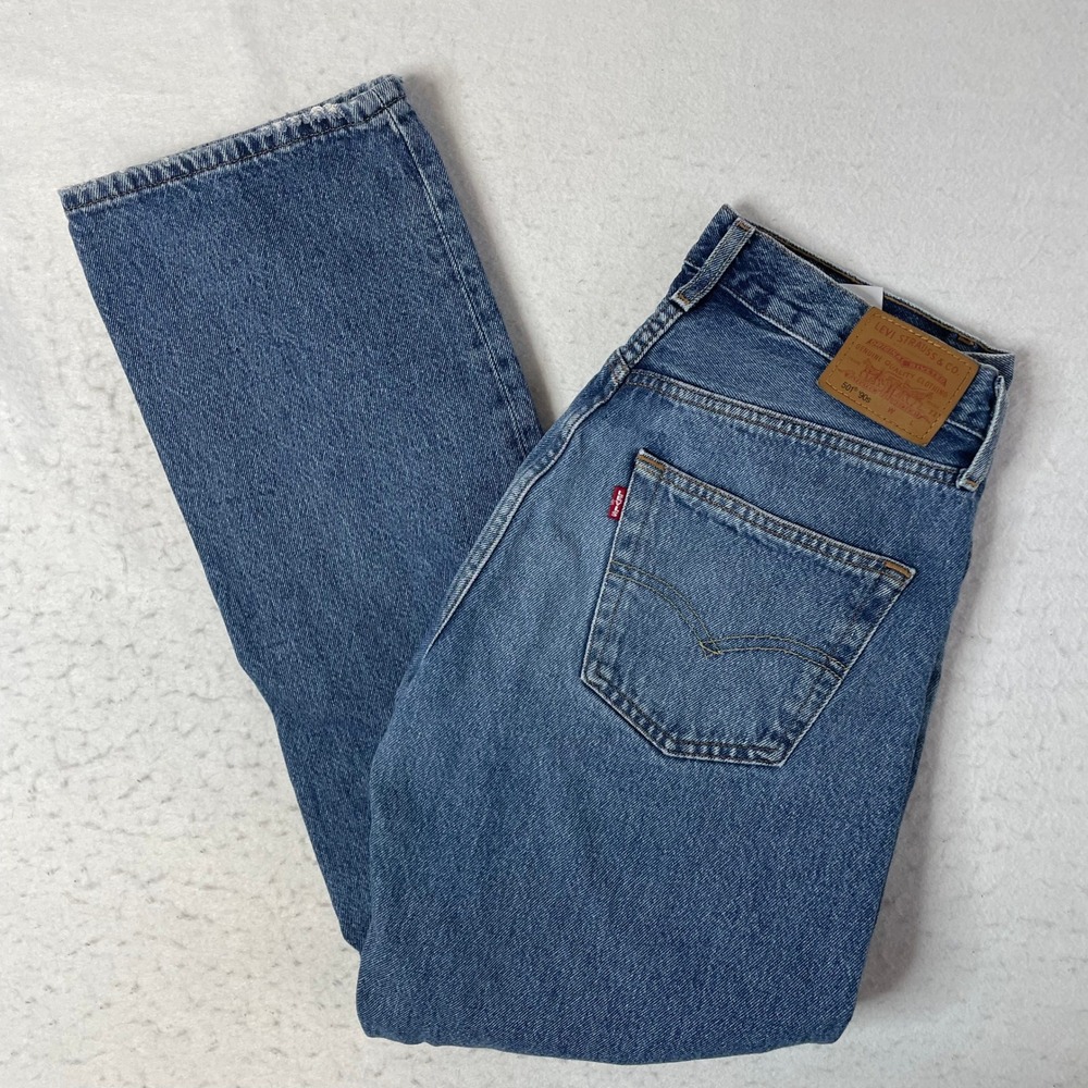 Levi's 501 90s Jeans Womens 27 Blue Straight Leg High Rise Button Fly Denim